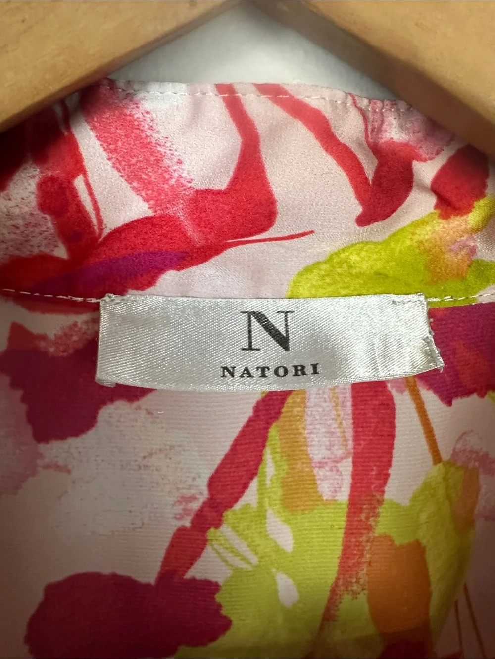 Natori Pajama Top Tiger Lily Floral Print Sz L